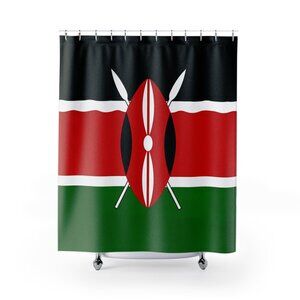 Kenya Flag Stylish Design 71" x 74" Elegant Waterproof Shower Curtain for a Spa-